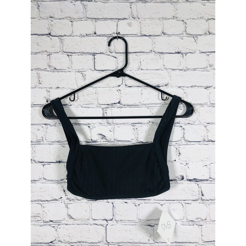 VYB Women's Ribbed Square Neck Bralette Top Black Size S NWT